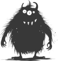 Silhouette funny monster black color only vector