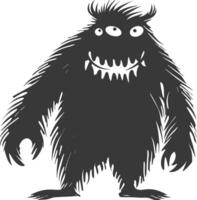 Silhouette funny monster black color only vector