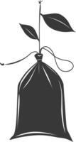 Silhouette tea bag black color only vector
