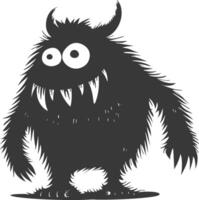 Silhouette funny monster black color only vector