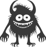 Silhouette funny monster black color only vector