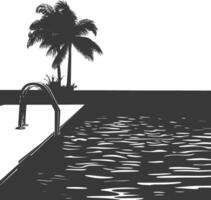 Silhouette swimming pool black color only vector