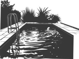 Silhouette swimming pool black color only vector