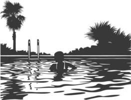 Silhouette swimming pool black color only vector