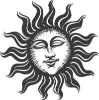 Silhouette sun symbol black color only vector