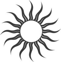 Silhouette sun symbol black color only vector