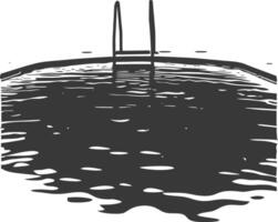 silueta nadando piscina negro color solamente vector