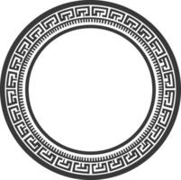 Silhouette Greek Circle Frame black color only vector