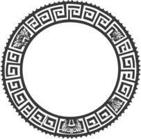 Silhouette Greek Circle Frame black color only vector