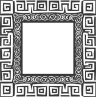 Silhouette Greek square frame black color only vector