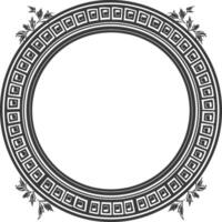 Silhouette Greek Circle Frame black color only vector