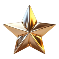 3D Rendering of a Golden 3D Star on Transparent Background png