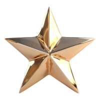 3D Rendering of a Golden 3D Star on Transparent Background png