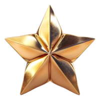 3D Rendering of a Golden 3D Star on Transparent Background png