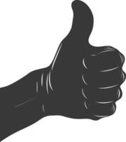 Silhouette thumb up like or agree logo symbol black color only vector