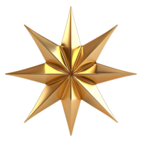 3D Rendering of a Golden 3D Star on Transparent Background png