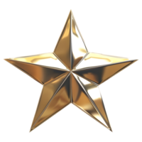 3D Rendering of a Golden 3D Star on Transparent Background png