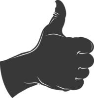 Silhouette thumb up like or agree logo symbol black color only vector