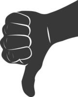 Silhouette thumb down bad or dislike symbol logo black color only vector