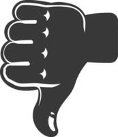 Silhouette thumb down bad or dislike symbol logo black color only vector