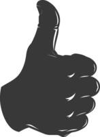 Silhouette thumb up like or agree logo symbol black color only vector