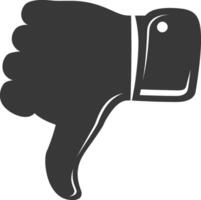 Silhouette thumb down bad or dislike symbol logo black color only vector