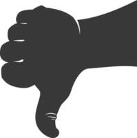 Silhouette thumb down bad or dislike symbol logo black color only vector
