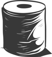 Silhouette toilet paper black color only vector