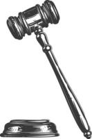 Silhouette gavel the hammer of justice black color only vector