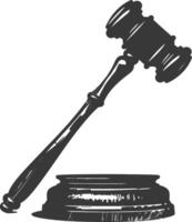 Silhouette gavel the hammer of justice black color only vector