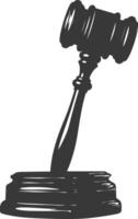 Silhouette gavel the hammer of justice black color only vector