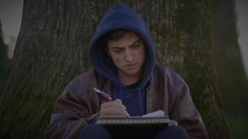 Young Creative Male Artist Drawing a Sketch Outside in the Park video