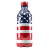 3D Rendering of a Water Bottle with USA Flag on it on Transparent Background png