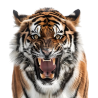 3d tolkning av en rytande tiger på transparent bakgrund png