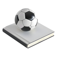 3d Rendern von ein Fußball oder Fußball auf Buch auf transparent Hintergrund png