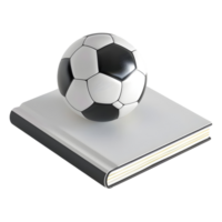 3D Rendering of a Soccer or Football on Book on Transparent Background png