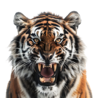 3D Rendering of a Roaring Tiger on Transparent Background png