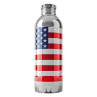 3D Rendering of a Water Bottle with USA Flag on it on Transparent Background png