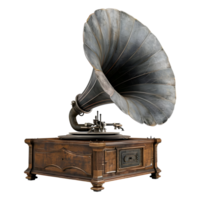 3D Rendering of a Vintage Gramophone on Transparent Background png