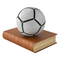 3d Rendern von ein Fußball oder Fußball auf Buch auf transparent Hintergrund png