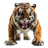 3d Renderização do uma rugindo tigre em transparente fundo png