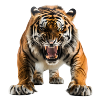 3d Renderização do uma rugindo tigre em transparente fundo png