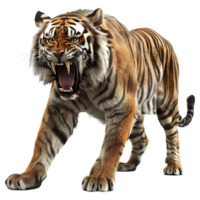 3D Rendering of a Roaring Tiger on Transparent Background png