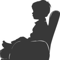 Silhouette little boy sitting in the chair black color only vector