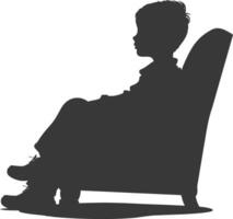 Silhouette little boy sitting in the chair black color only vector