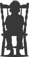 Silhouette little boy sitting in the chair black color only vector