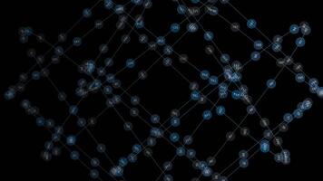 Electric blue molecular structure pattern on a dark background video