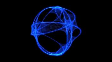 Electric blue neon circle glows in symmetrical pattern on dark background video