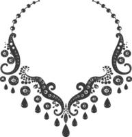 silueta joyería collar accesorios negro color solamente vector