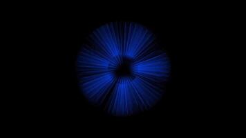 An electric blue circle with rays representing bioluminescence in marine biology video